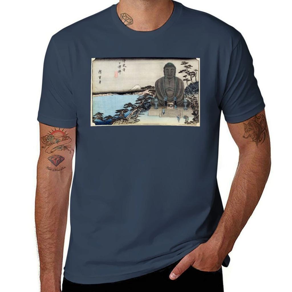 Ukiyo-e, Ando Hiroshige, KAMAKURA DAIBUTSU T-Shirt Mens Graphic T Shirts Man T Shirt Designer T-Shirt