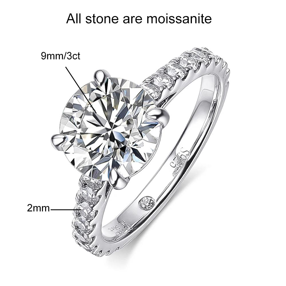 D VVS1 All Moissanite Row Rings Set For Women CopperPlated 18K White Gold Diamond Ring Wedding Bands Fine Jewelry