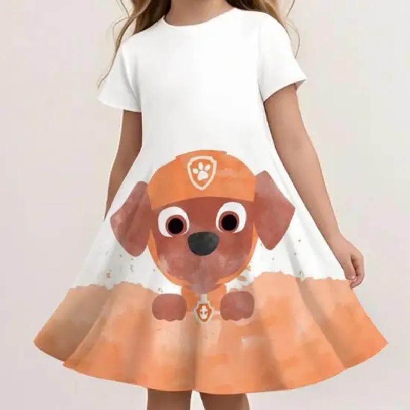 Cute Cartoon Paw Patrol Dress For Girls Summer Casual Beach Sundress Soft Lightweight Breathable Comfortable Kids Dress 110