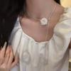 Flash Zircon Mesh Rose Petal Pullable Necklace - Luxurious, Small-Scale, High-End, Elegant Collar Chain Earrings Accessory