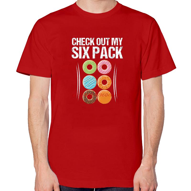Check Out My Six Pack Abs Muscle Donut Gift Graphic T Shirts Summer Crewneck Tees Tops Cotton Unisex Breathable Print T Shirt
