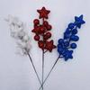 21cm Gold Glitter Floral Branches 12pcs Wire Foam Stems for DIY Wedding Centerpiece Decor