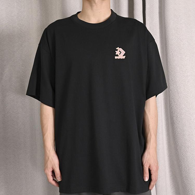Converse ENJOY THE BREEZE T Shirts Men's Black Crew Neck Moderate Straight Fit 10025453-A01