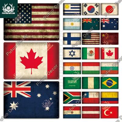 Putuo Decor Flag Vintage Plaque Metal Plate Tin Sign Wall Art Decoration Posters Man Cave Bar Pub Living Room Home Iron Painting