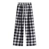 Retro Karierte Dünne Weitbeinige Hose Locker und Lässig Klein Geschnitten Sonnenschutz und Mückenschutz Gerade Bein Hose