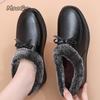 Fashion Comfortable Short Plush Lined Wedge Women's Boots Winter Anti-Slip Soft Sole Round Toe Casual Shoes for Women Warm Mom Shoes