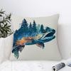 1Pc Short Plush Decorative Pillowcase, Trout Print Single-Sided, 18X 18 Inches For Sofa, Living Room Bedroom Office Home Dcor (