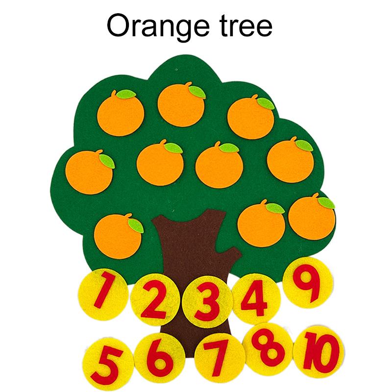 Children Jigsaw Puzzle Felt Non-woven Fruit Tree Digital Montessori Toys Early Childhood Intellectual Education Baby Toys TMZ