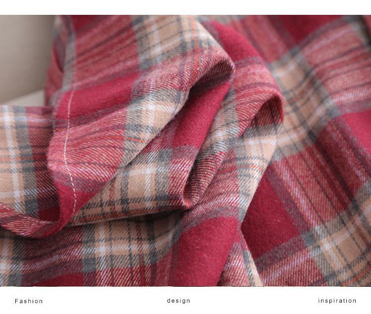 Women's Brushed Plaid Shirt, 2026 Spring Retro Hong Kong Style, Versatile Long Sleeve Plus Size, 200 Jin.