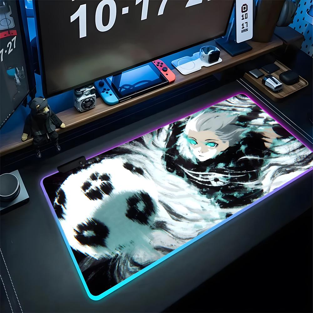 Blue Lock Nagi Seishiro Mouse Pad Gaming Rgb Cartoon Mousepad Backlit Keyboard Gamer Girl Xxl Laptop Mat Table Pads Deskpad