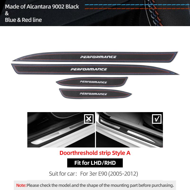 For BMW E90 2005-2012 Made of Alcantara Door Sill Trims Strip Threshold Protect Sticker Car Interior Tuning Decor Accessories