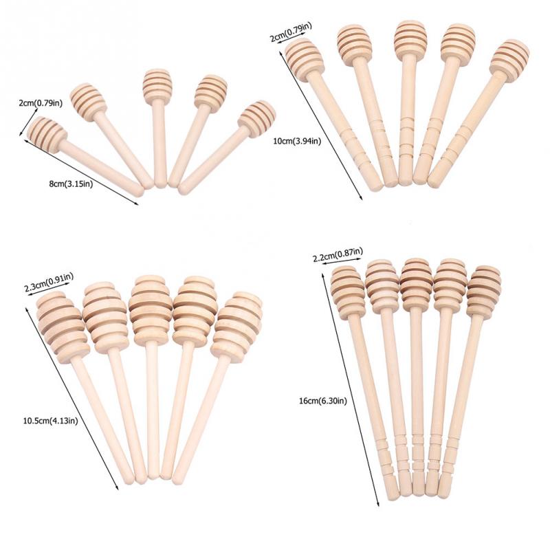 24pcs Wooden Honey Stick Honey Dipper Party Supply Wood Honey Spoon Stick For Honey Jar Long Handle Mixing Stick Cuchara Miel 8cm