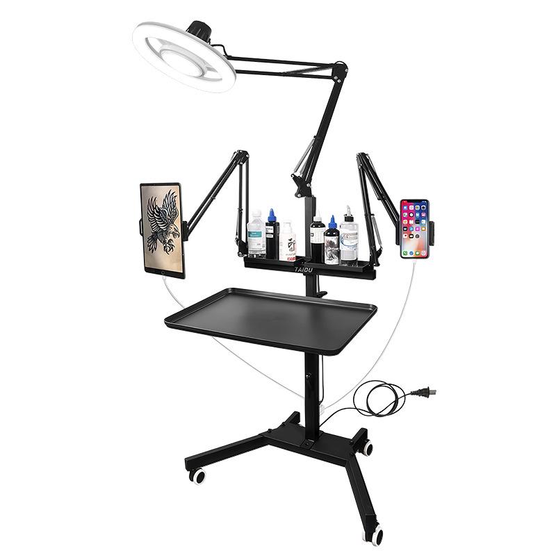 X4 Multifunctioneel Tattoo Werkstation Lamp Trolley: Verstelbare, Verplaatsbare, Opvouwbare Make-up & Schoonheidstool Plank