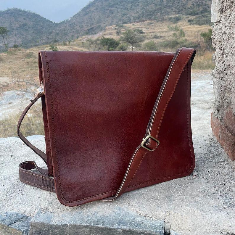 

Leather Briefcase for Men, Travel Leather Briefcase Laptop Bag, Satchel Leather Messenger Bag, Crossbody Bag, Gift Idea 11 x 9 x 3 in