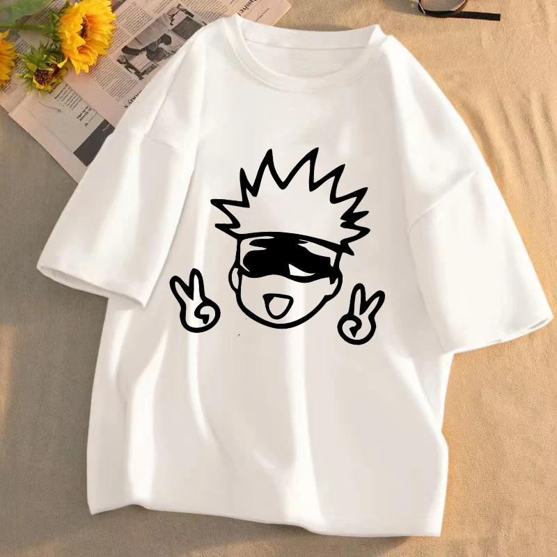 Summer Japanese Unisexga Gojo Satoru Cotton T-shirt Unisex Jujutsu Kaisen Anime T-shirt Unisex Harajuku Kawaii Short Sleeve T-shirt