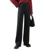 Fengxiao Mama Women's Plush Lined High-Waist Straight-Leg Pants