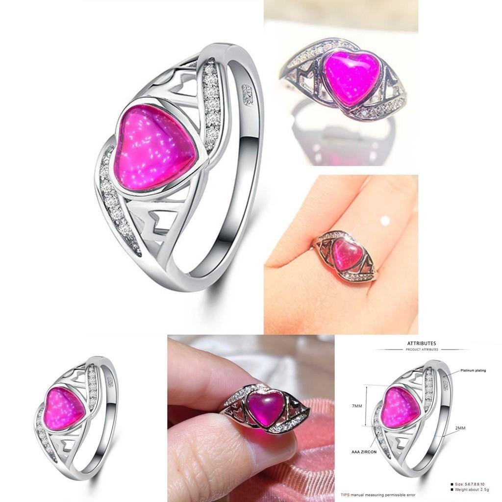 2018 Cross-border Explosion Source Fantasy Australian Peach Heart Ring Mother's Day Gift Mom Inlaid Diamond Ring
