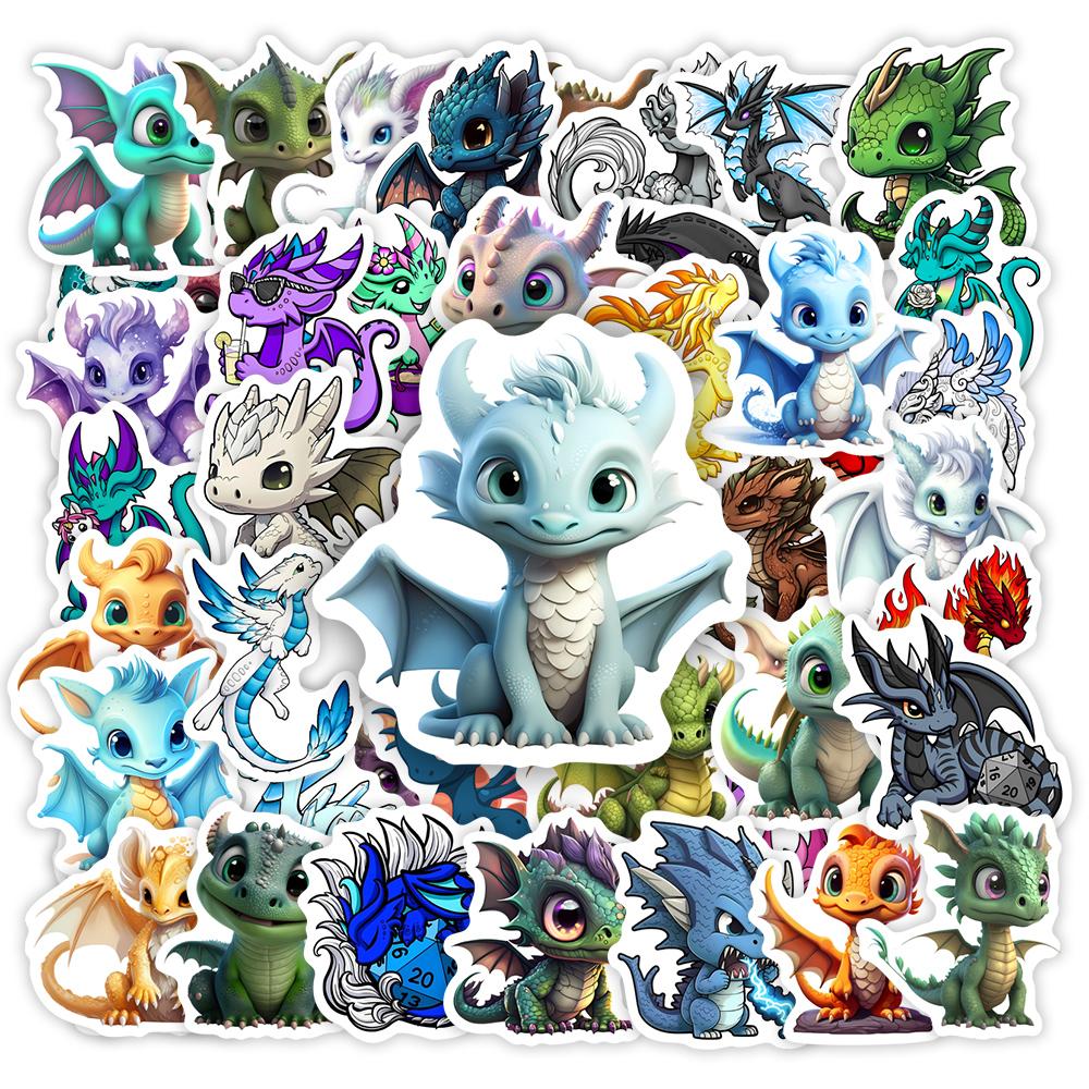 Cartoon Dragon Stickers Cute Western Funny Kids Anime Pet Dinosaur DIY Sketch Gift Phone Laptop Scrapbooking Waterproof Sticker