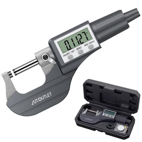 AUTOUTLET Digital Micrometer, Outside Micrometer, Electronic LCD Display, 0-25mm Micro Caliper, Length Measurement, Metric/Inch Switching, Data Hold,