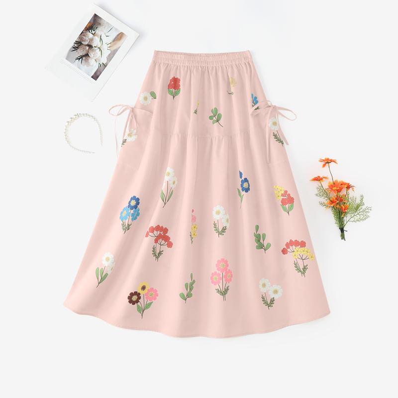 

ZANZEA Женские повседневные свободные юбки с эластичным поясом и цветочным принтом 4XL розовый