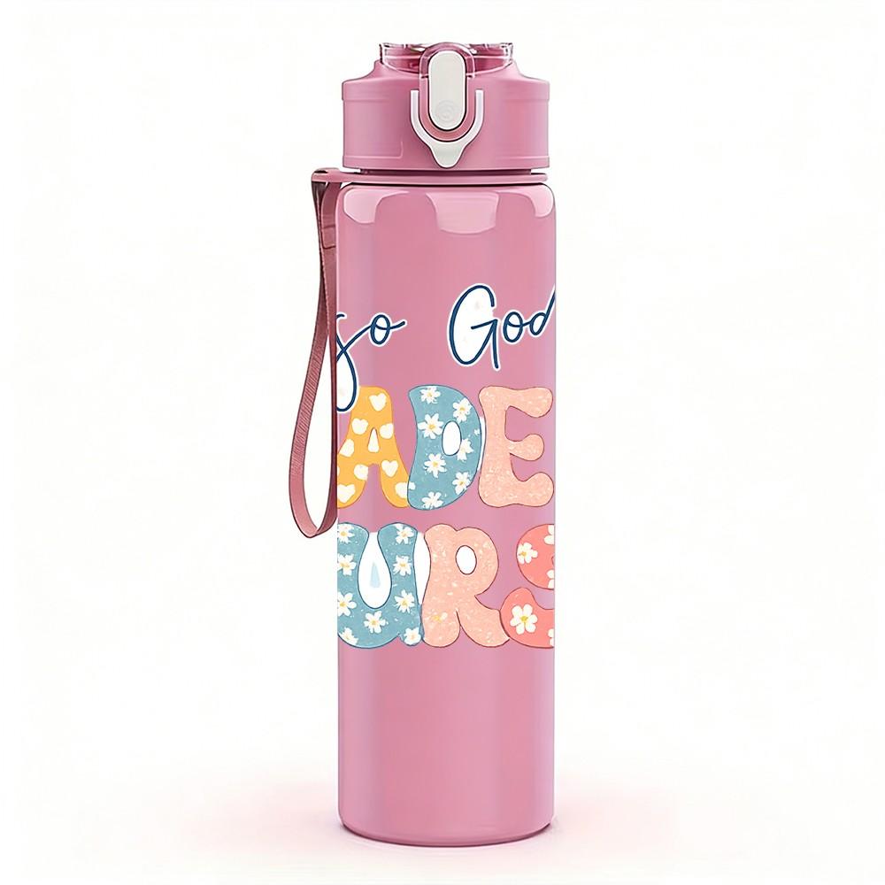 1PC Just A Girl Who Loves Her Mama Text Print 750ml Color Plastic Sports Water Bottle Leakproof Flip Straw Lid Suitable for Sports Office Home Use