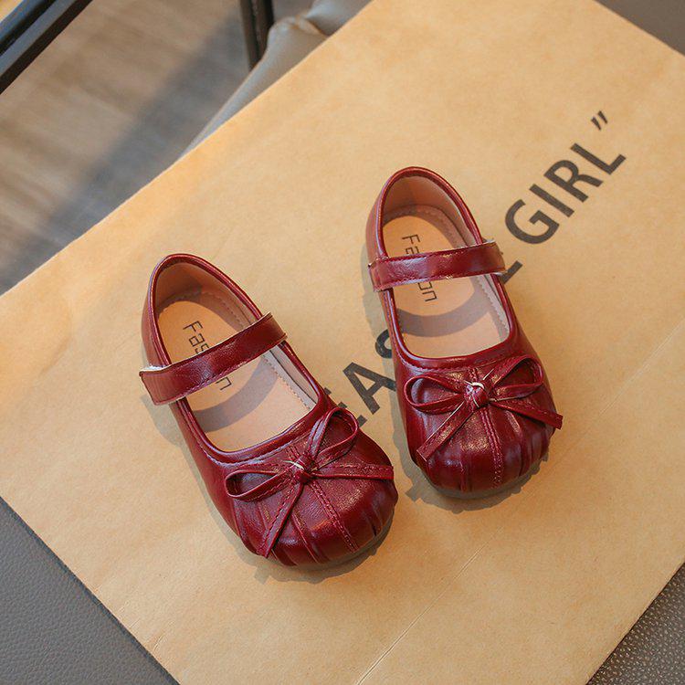 Girls' Soft Sole Leather Princess Shoes with Bow, Small Fragrance Style, Toddler Doll Shoes for Spring 2026