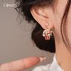 18K real gold electroplated silver needle zircon flower basket fireworks pearl stud earrings exquisite earrings women