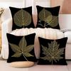 Simple Gold Line Leaf Pattern Pillow Case Sofa Living Room Bedroom Headboard Backrest Cushion Square Cushion