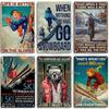 Artisian Skiing Snowboarding Metal Poster Sledding Tin Plaque Sport Decorative Plate Wall Decor Garage Bar Pub Club Hotel Cafe