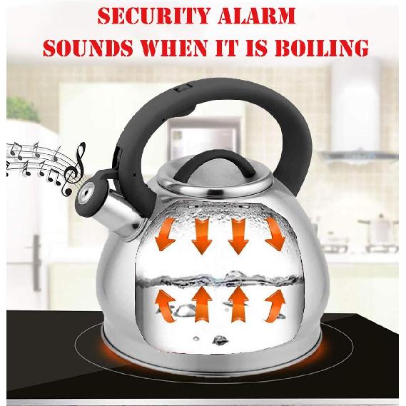 Tea Kettle for Stovetop Whistling Teakettle Tea Pot -3L Food Grade 304 Stainless Steel Color Changing Stove Top Teapot with Cool Handle,Loud Whistle