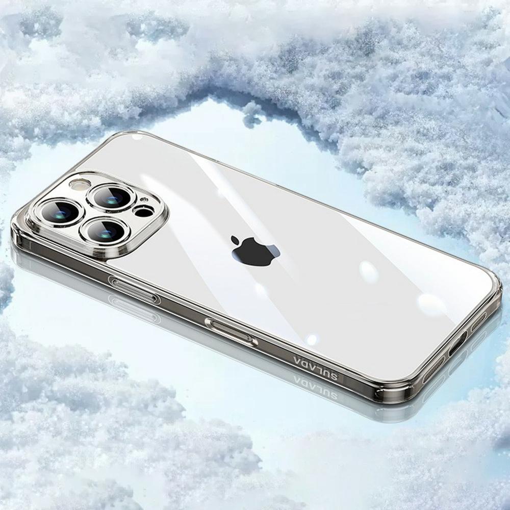 

SULADA For iPhone 16 Pro Clear Case TPU +Tempered Glass Shockproof Phone Case Transparent Black