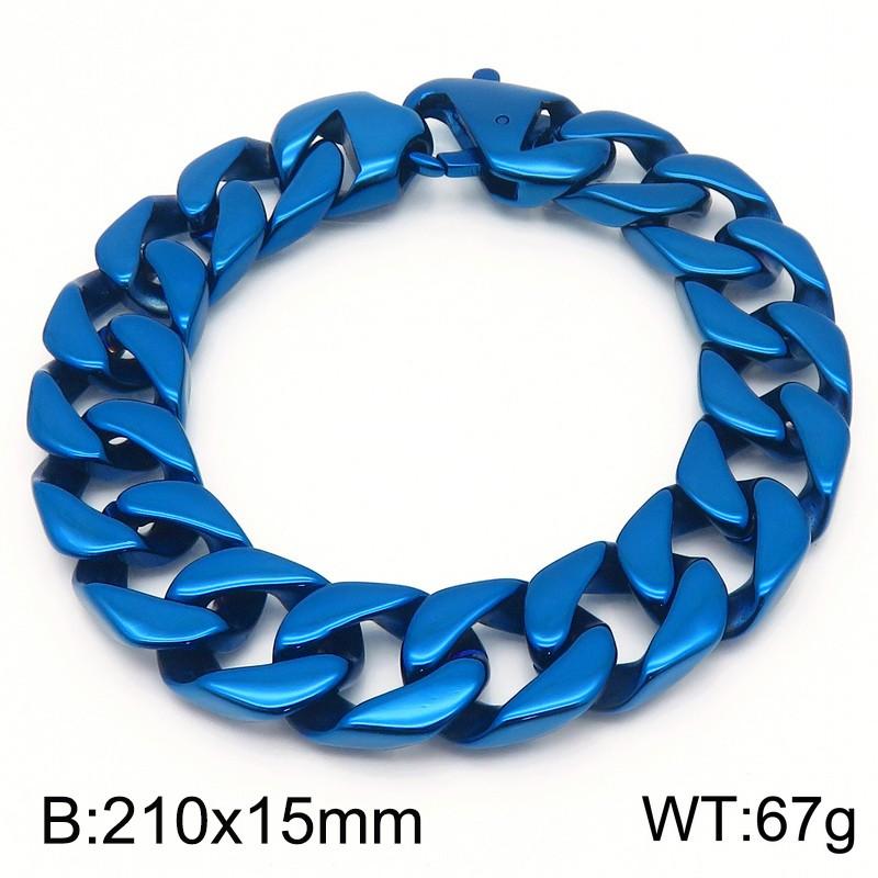 

Классический мужской браслет Матовый брашированный Цельный из нержавеющей стали 15 мм Цепь кубинского плетения Мужские браслеты 9 цветов в наличии 21CM синий
