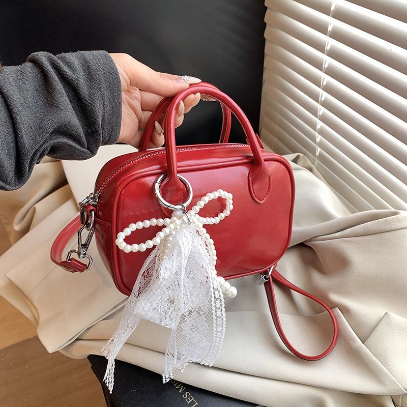 Korean Ins Cute Girl Dopamine Hand Carry Small Square Bag 2025 Summer New High-end Fashion Shoulder Bag