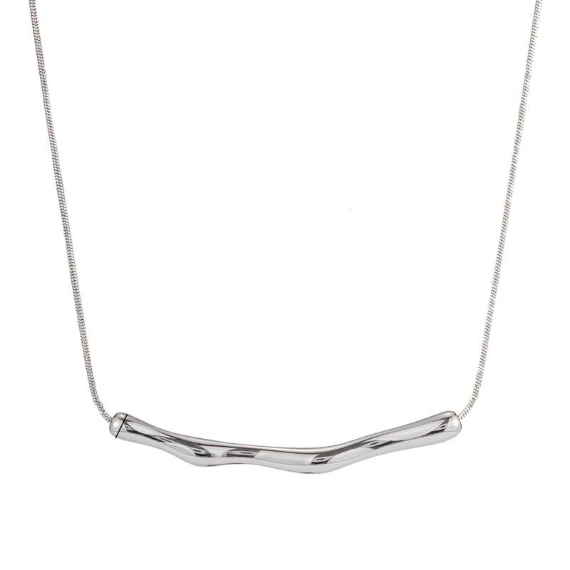 Stainless Steel Metal Irregular Wrinkled Pendant Necklace for Women Fashion Gold Color Short Clavicle Chain Necklaces Jewelry