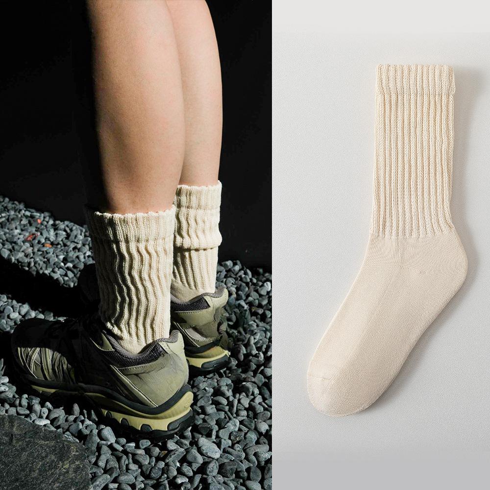Damskie jesienno-zimowe z aksamitem i grubą, ciepłą, antybakteryjną opaską na włosy z chłonącym włosy, oddychającą skarpetką bawełnianą