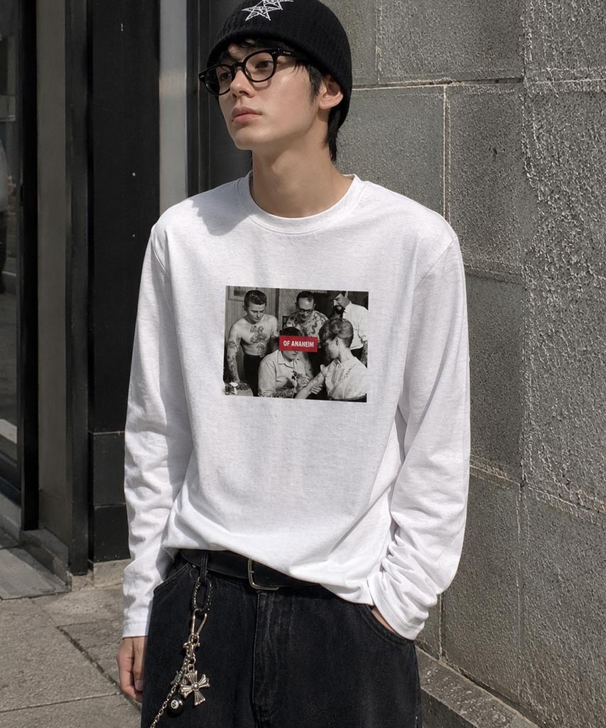 GRAVER ORDINARY [Odnr Unisex] Tattoo Long Sleeve T-Shirt_Charcoal