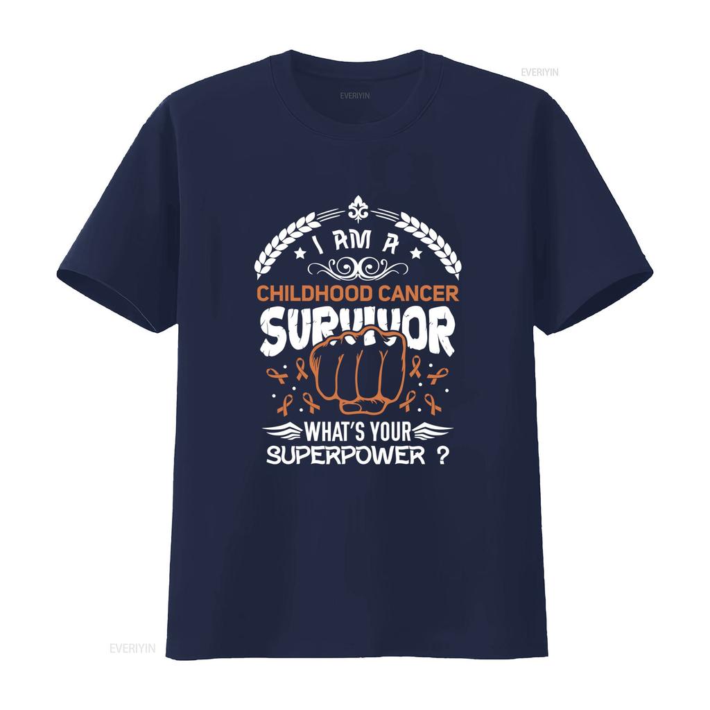 Childhood Cancer Survivor T Shirt Comfortable Made In USA S 5XL Whats Your Superpower Vintage Washed Streetwear Stretched