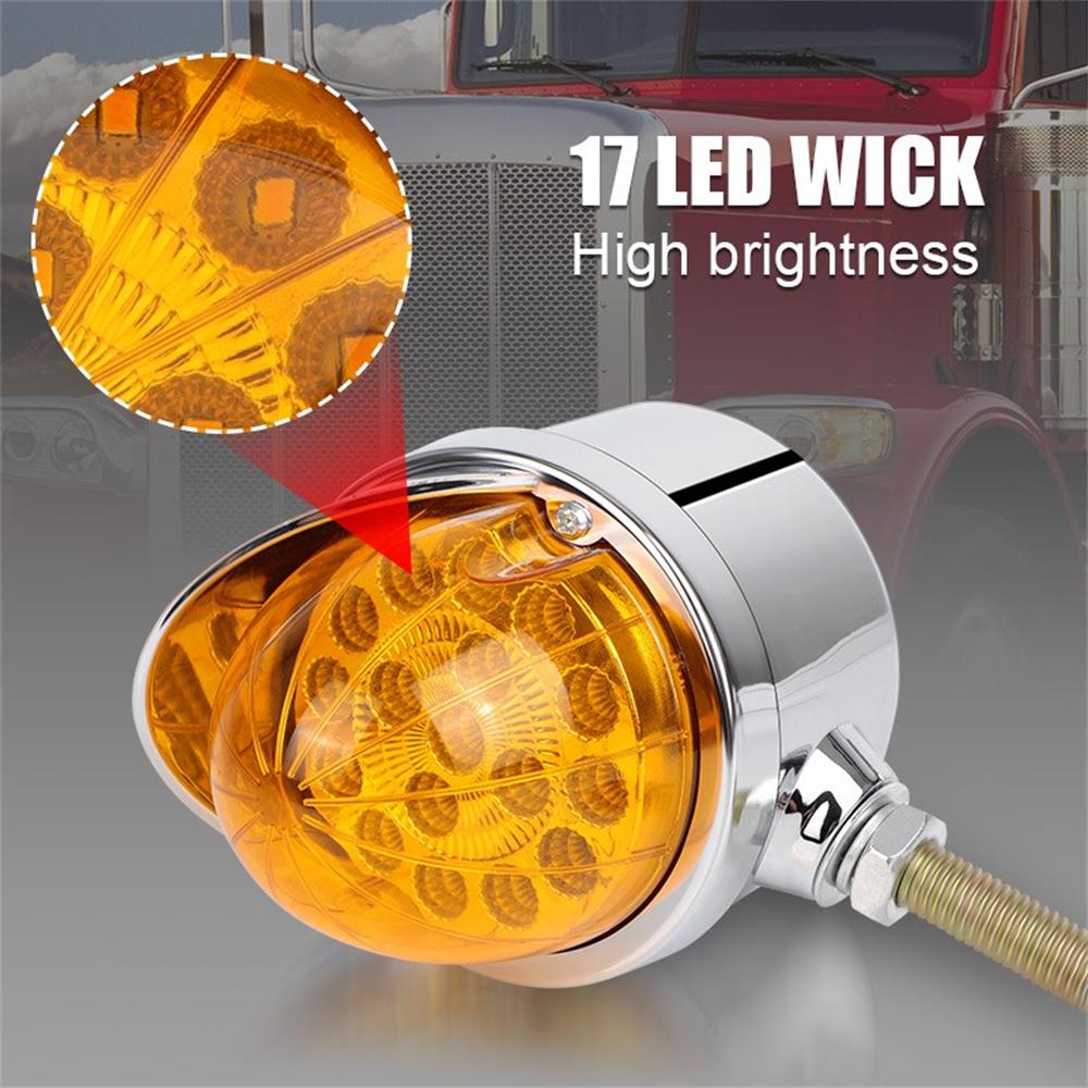 2X Amber LED Single Face Semi Truck Fender Side Marker Light Turn Signal DRL 12V