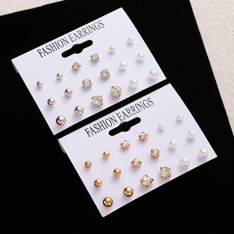 Elegante, schlichte Ohrstecker im College-Stil mit geometrischem Muster, 3er-Set. Einzigartiges Design, leichter Luxus, trendig und cool.