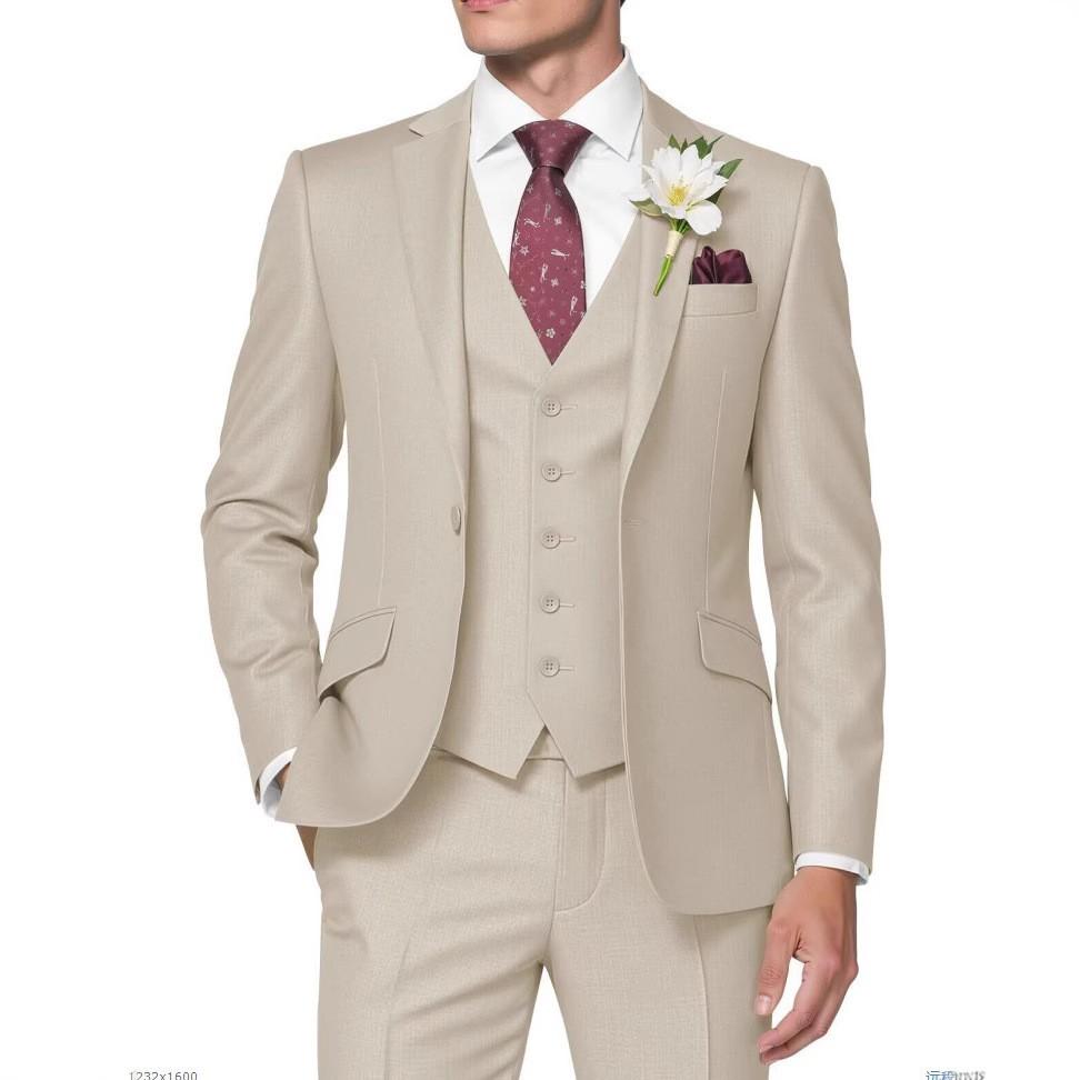 

Men s 3 Piece Suits Slim Fit Prom Suits for Men Wedding Dress Suit Summer Blazer Jacket Vest Pants Tuxedo Set 4XL шампанського