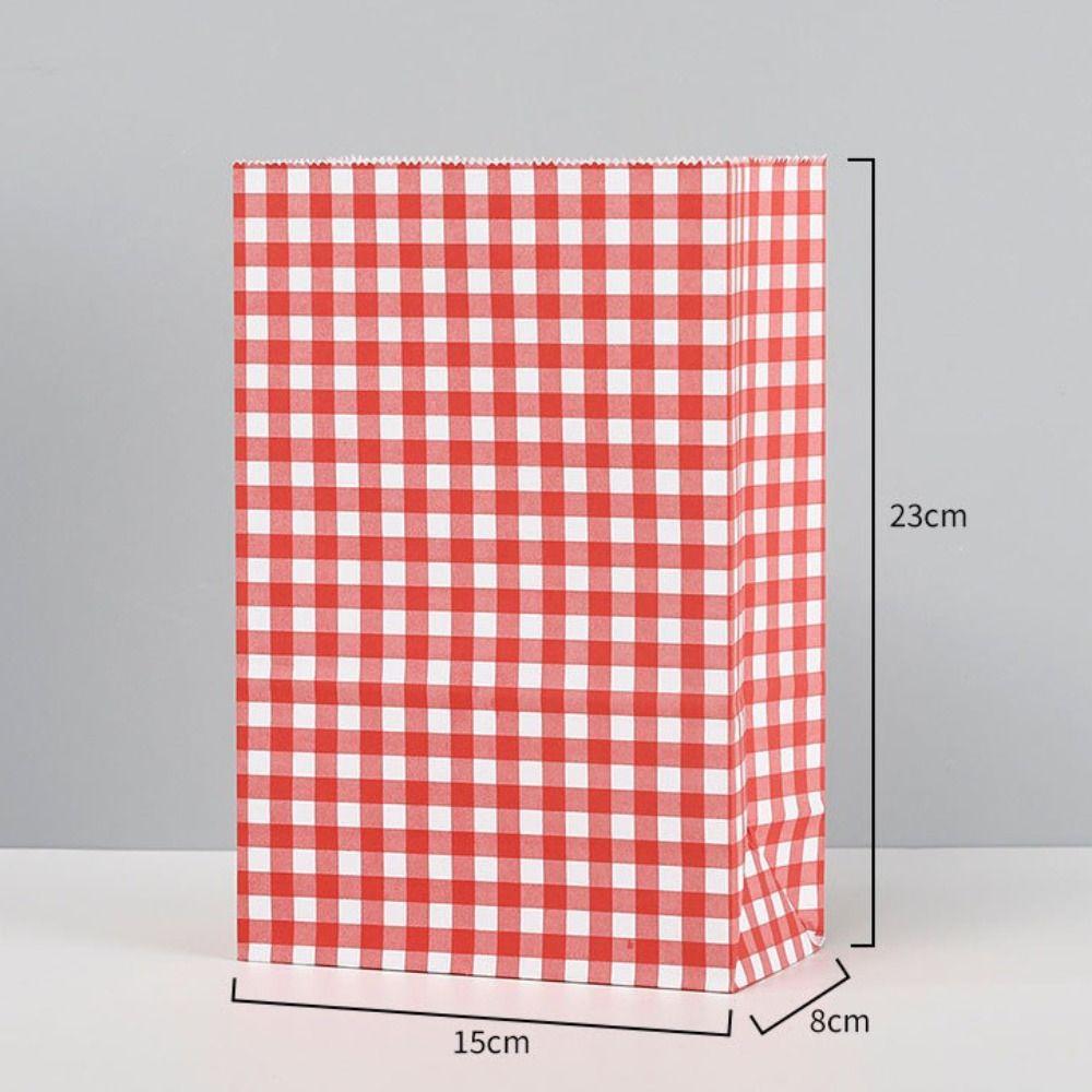 Kraft Paper Gift Packaging Bags Colorful Plaid Candy Bags Checkered Gift Bags for Christmas