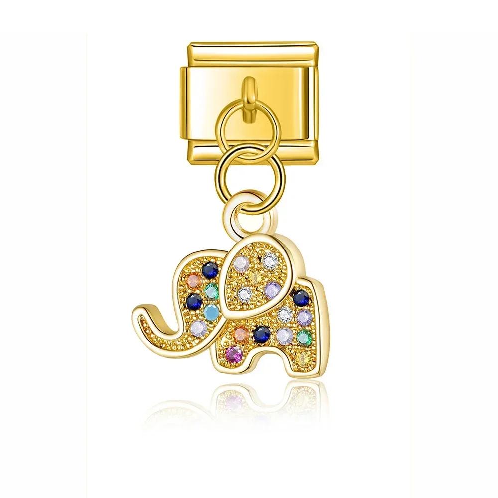 

Hapiship New Fashion Colour CZ Elephant Dragonfly Charm Italian Link Fit DIY 9mm Stainless Steel Bracelet DIY Jewelry DJ600