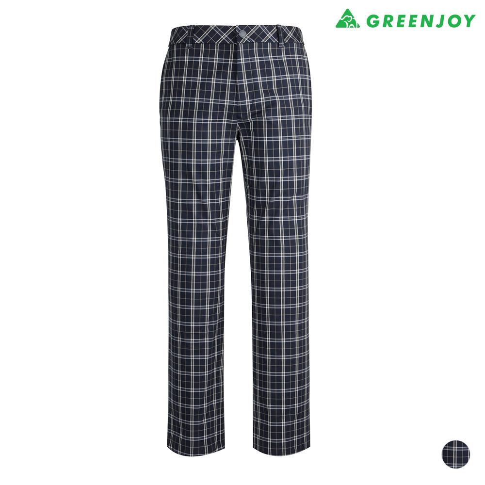 Green Joy Men'S Summer Check Pattern Basic Pants