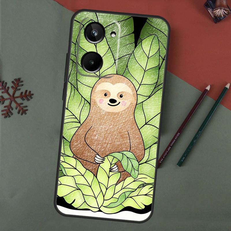 Cute Lovely Cozy Sloth Animal Case For Realme C75 C65 C67 C71 C63 C61 C55 C51 C53 C35 11 12 13 14 15 Pro Plus GT6 GT7 Pro