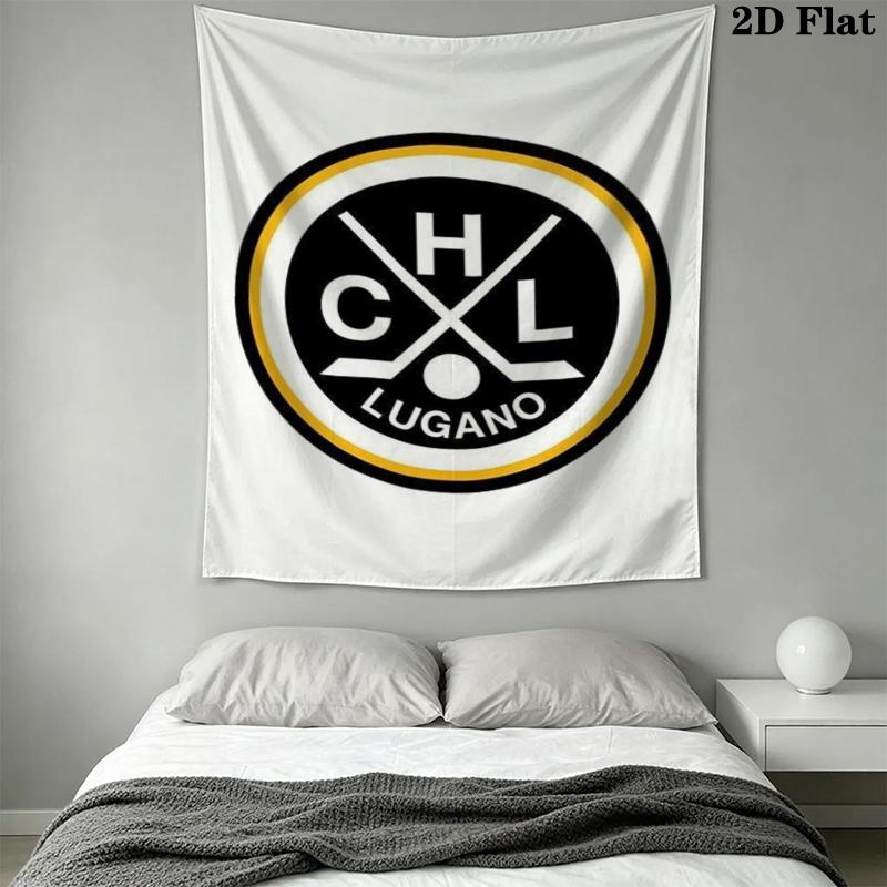 Hockey Club Lugano Wall Tapestry Aesthetic Wall Hanging Printed Fabric Blanket Decorative Tapestries for Bedroom Living Room Home Decor