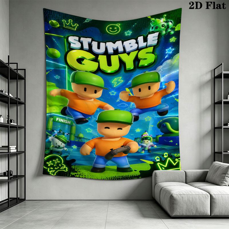 Stumble Guys Chaos Wall Hanging Printed Fabric Blanket Decorative Tapestries for Bedroom Living Room Home Decor
