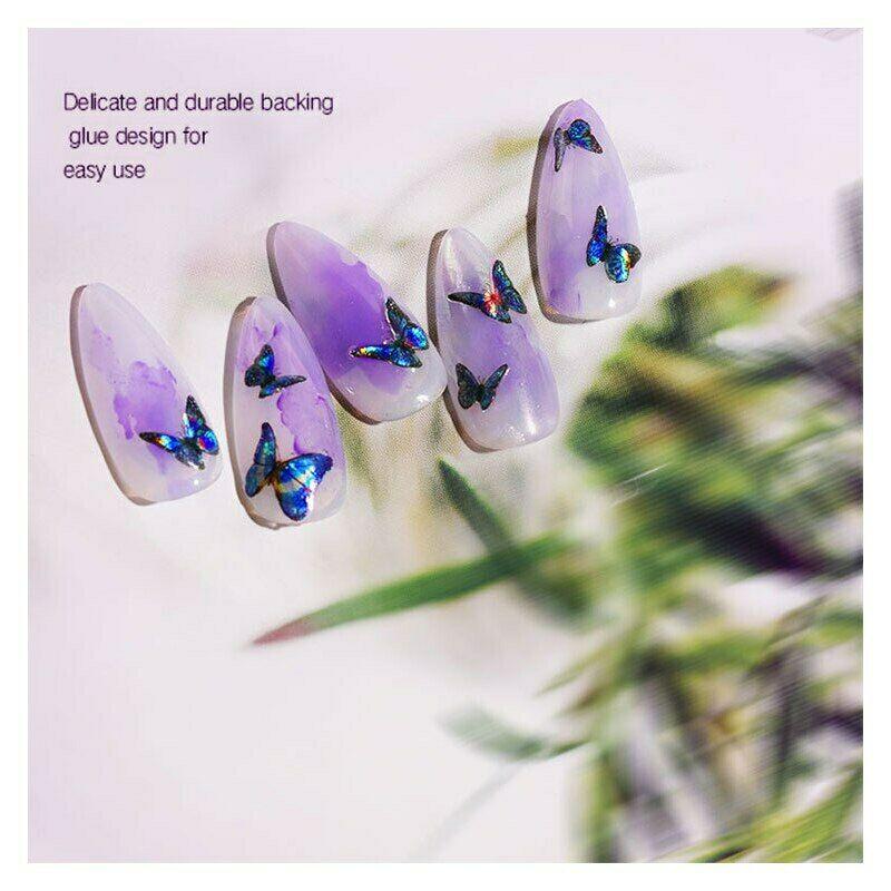 Nail Art Sticker Holographic Laser 3D Butterfly Decals Japanese Style Foil Tips