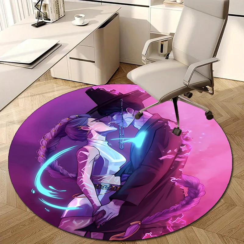 1pc KPop Demon Hunters RUMI8 Design Printed Area Round Carpet for Bedroom Living Room Home Decor Rugs Mat Non Slip Mat Rug for Bedside