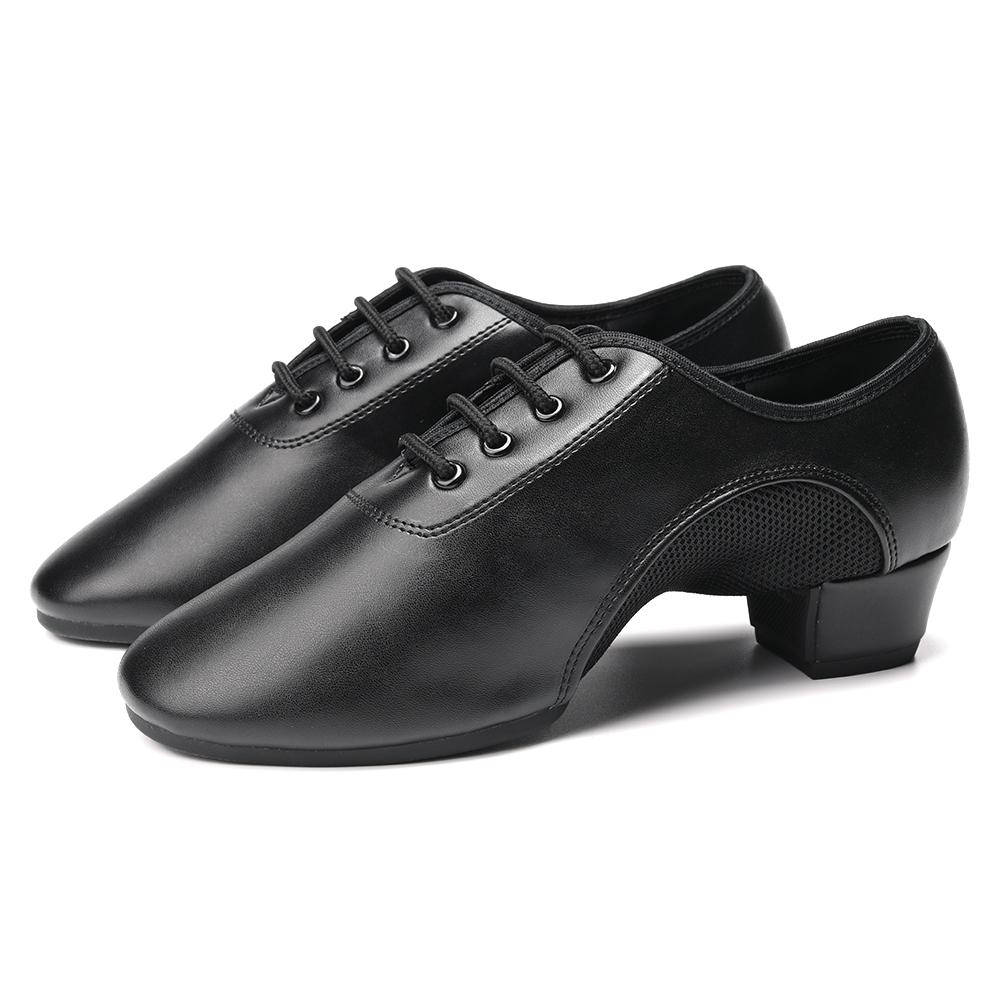 Latin Dance Shoes Black Leather Breathable Sweat-absorbent Non-slip Latin Mordern Dancing Shoes for Women