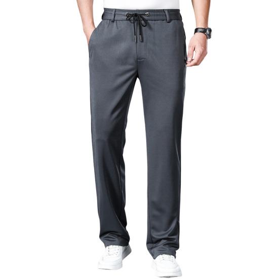Loose Trousers Fashion Solid Color Smooth Loose Trousers Summer Thin Loose Casual Pants Long Trousers Streetwear
